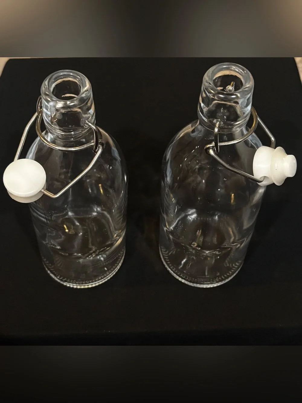 IKEA KORKEN clear glass swing-top bottles. set of 2